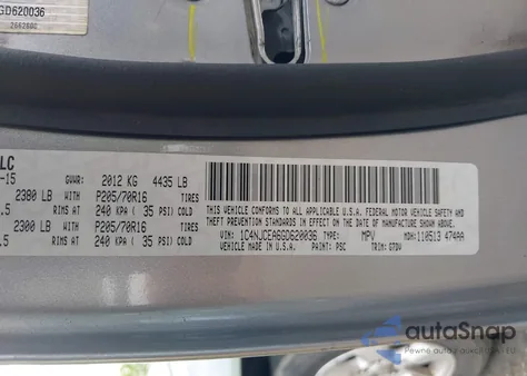 2016 Jeep Compass Latitude from USA, damaged, VIN 1C4NJCEA6GD620036